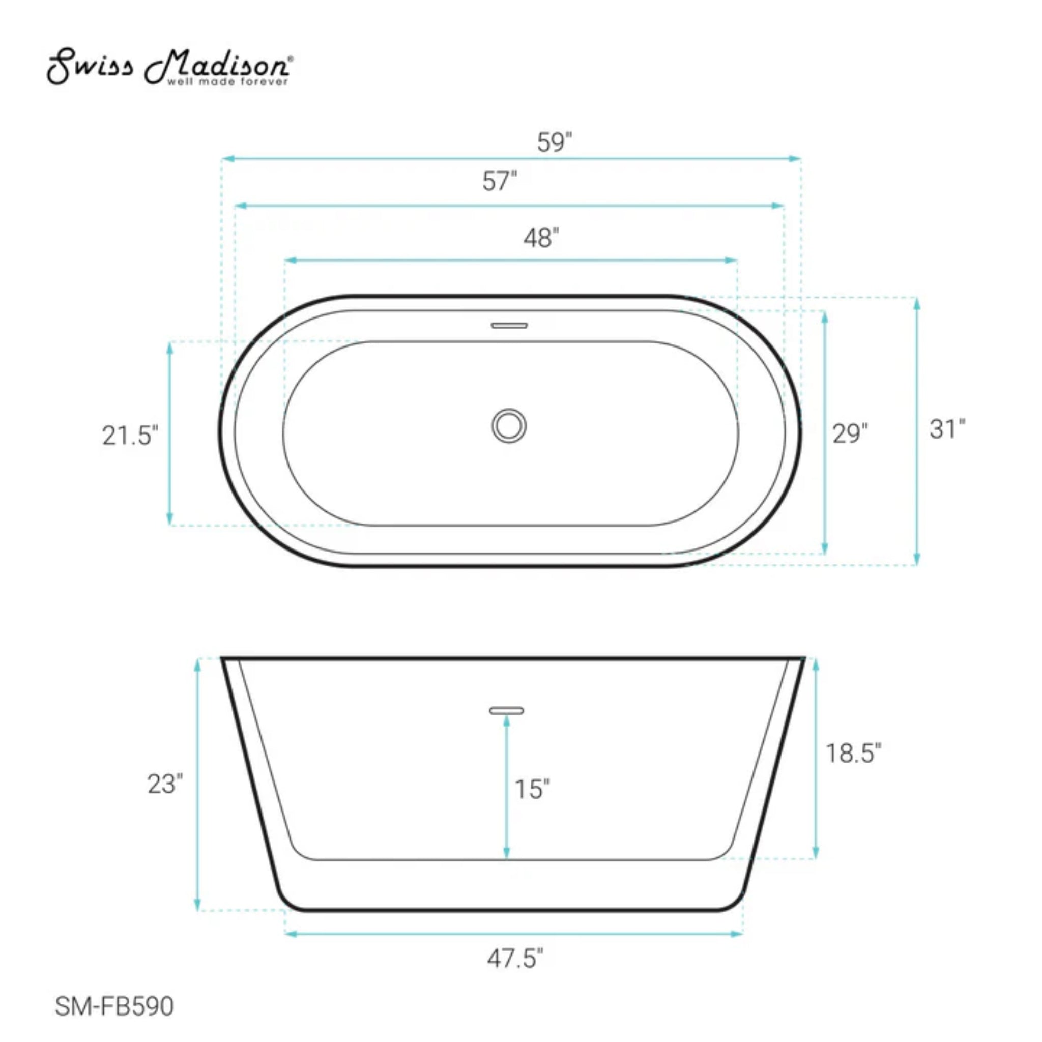 Swiss Madison Claire 60 Freestanding Bathtub White